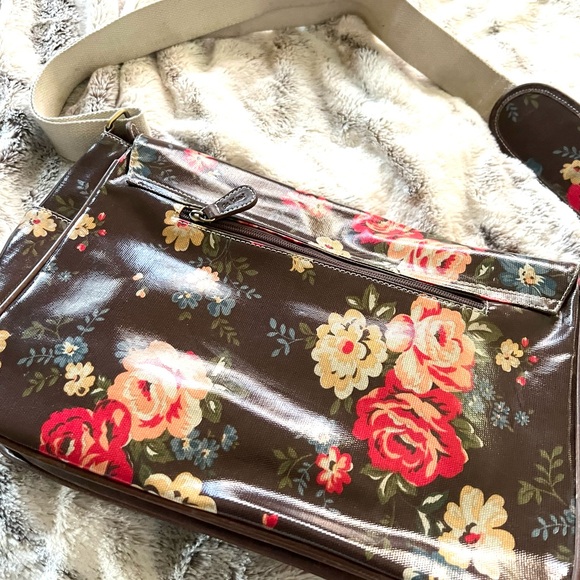 Cath Kidston Brown Floral Crossbody Messenger Bag with Cream Strap - Picture 7 of 9